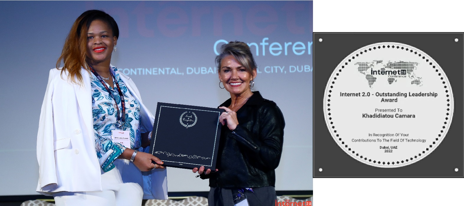 Khadidiatou CAMARA receives the Outstanding Leadership Award at Conference Internet 2.0 in Dubai 2021
